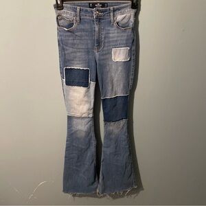 Hollister Patchwork Flare Jeans - Blue good condition 7/10